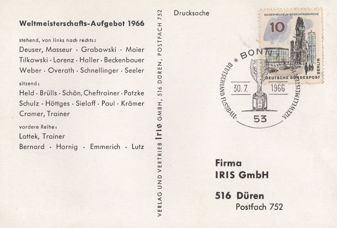 Germany World Cup 1966 Rare Football Team First Day Cover