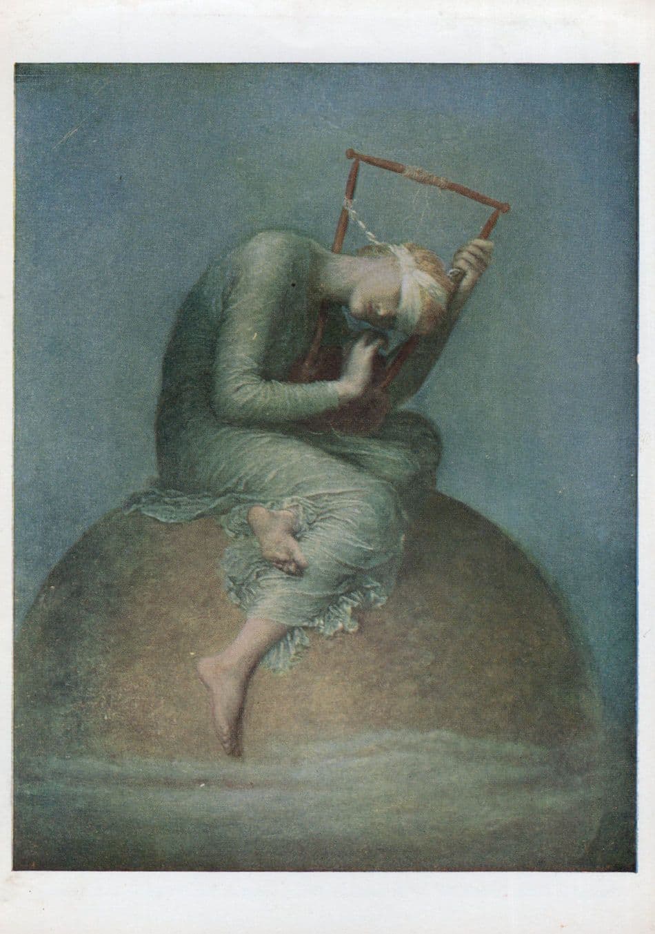 GF Watts Hope Victorian Angel On Globe Painting Postcard