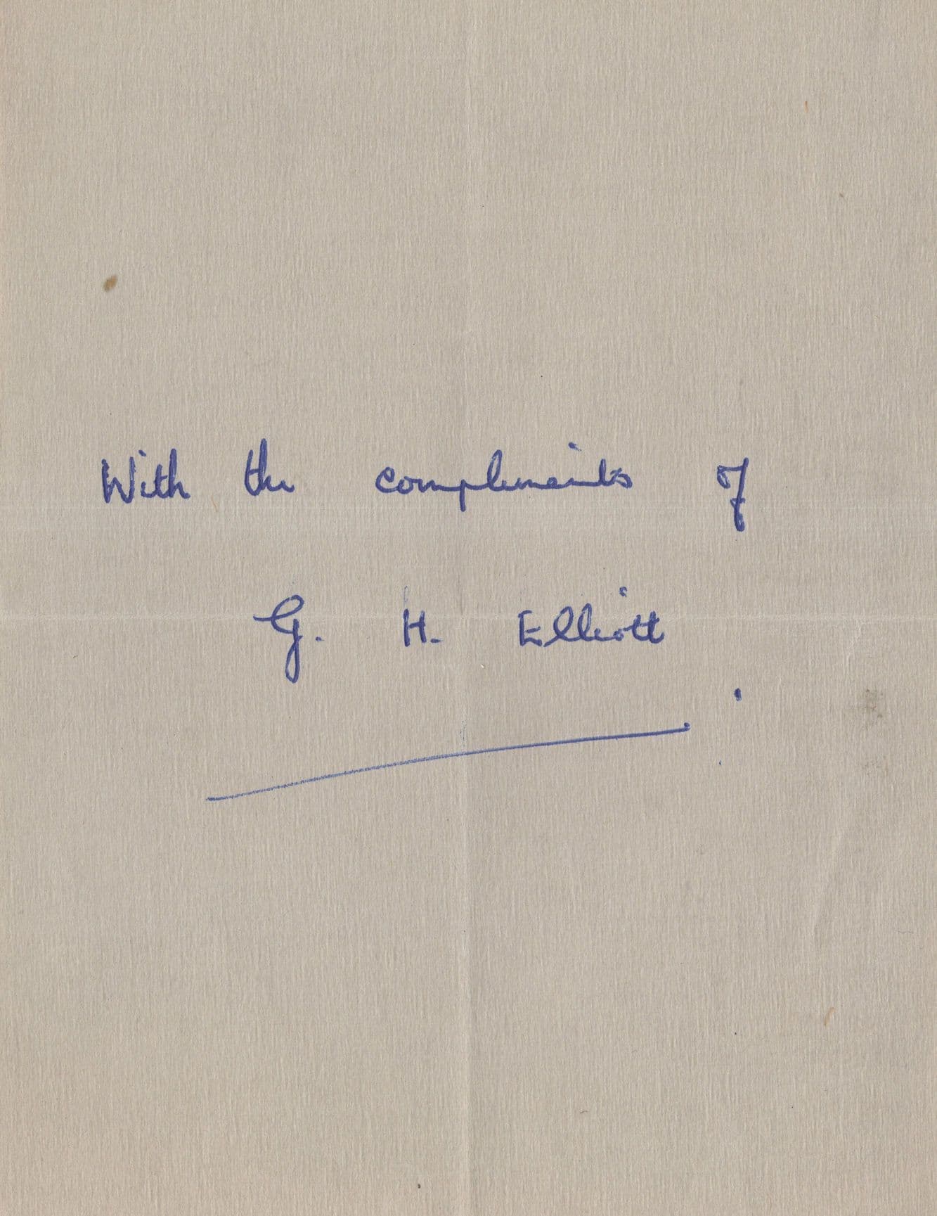 GH Elliott Music Hall Singer Hand Signed Letter