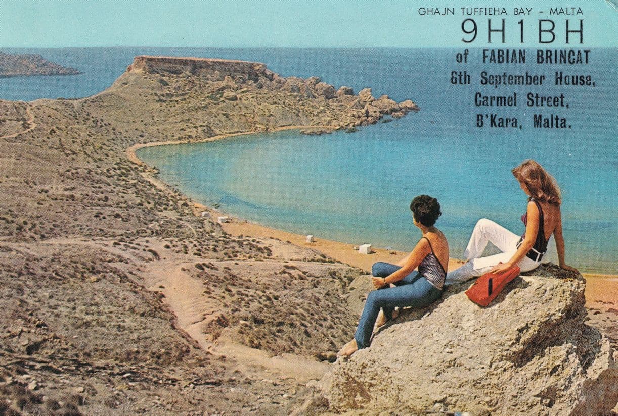Ghajan Tuffiena Bay Birkikara Malta 1970s QSL Postcard Radio Card