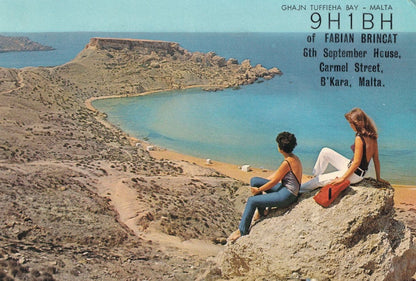 Ghajan Tuffiena Bay Birkikara Malta 1970s QSL Postcard Radio Card