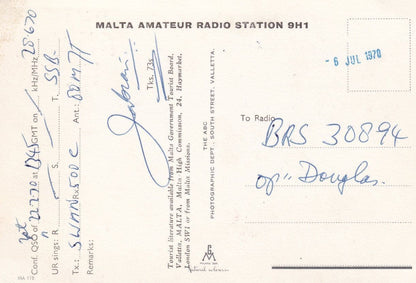 Ghajan Tuffiena Bay Birkikara Malta 1970s QSL Postcard Radio Card