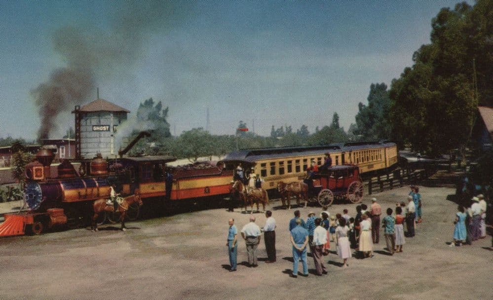 Ghost Town and Calico Railroad Stage Coach Train Postcard