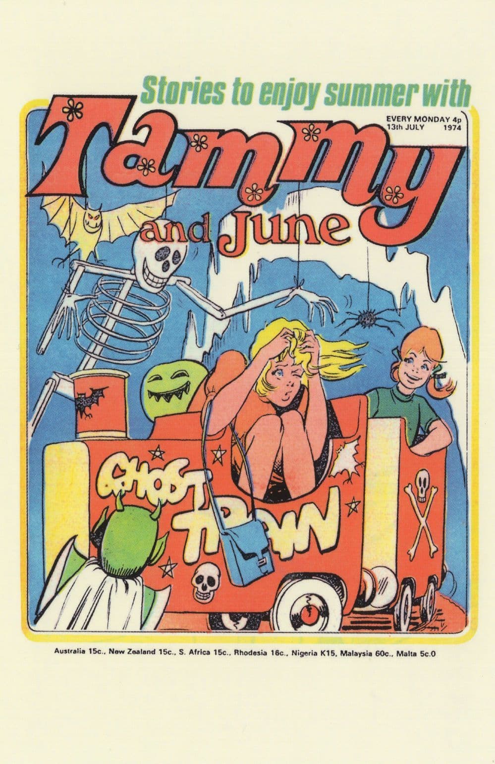 Ghost Train Skeleton Spider Tammy 1970s Girls Comic Book Postcard