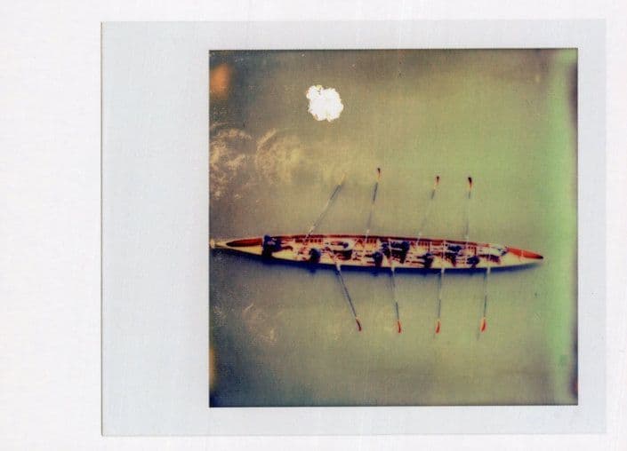 Giant Canoe Rowing Ship Sailing Old Award Analog Photo Postcard