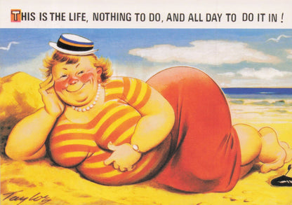 Giant Fat Beach Bum Boobs Lady This Is The Life Bamforth Comic Postcard