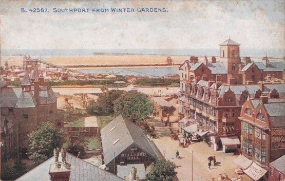 Giant Roof Advertising Sign For Billiard Hall Southampton Old Postcard