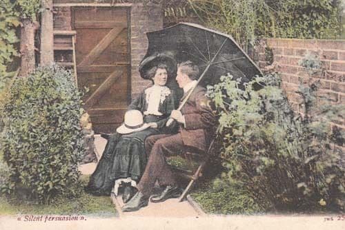 Giant Umbrella Old Romance Persuasion Postcard