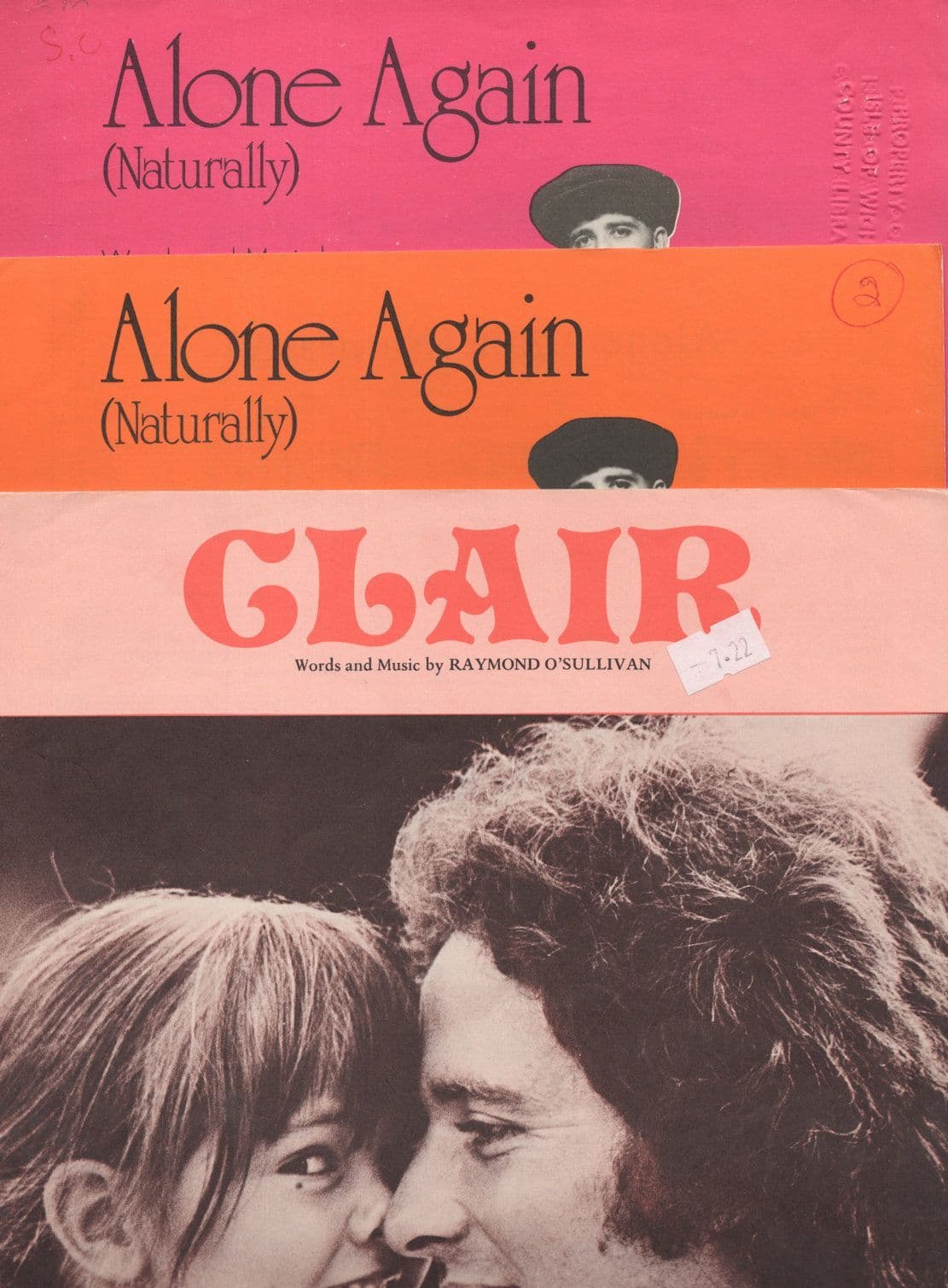 Gilbert & Sullivan Clair Alone Again 3x Sheet Music Please Read