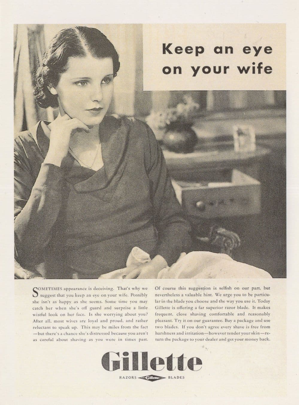 Gillette Razor Blades Make Your Wife Trust You Advertising Postcard