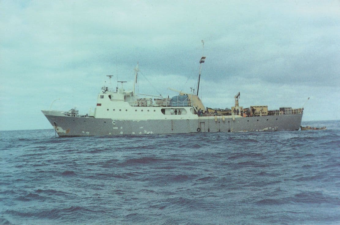 Gillian Gaggins Ship at Tristan Da Cunha in 1960s Kodak Photo Postcard
