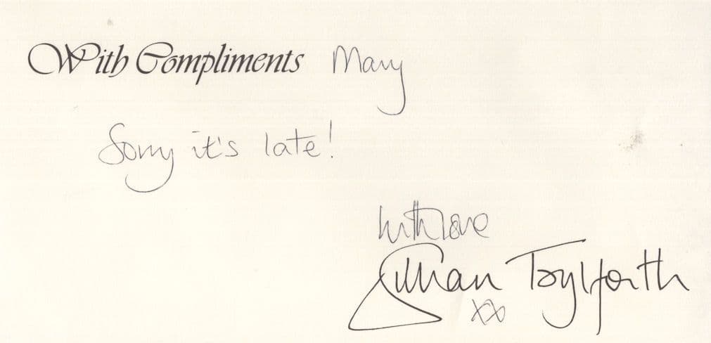 Gillian Taylforth BBC Eastenders Hand Signed Compliments Slip