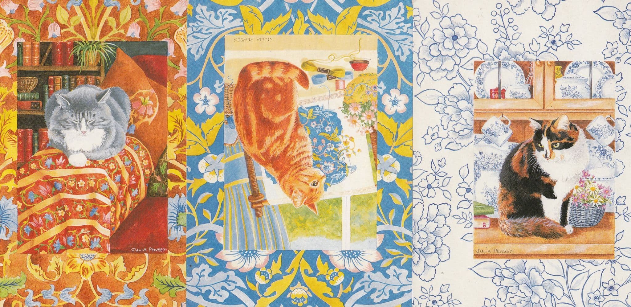 Ginger Tabby Holland Cats Guarding China String Holland 3x Cat Postcard