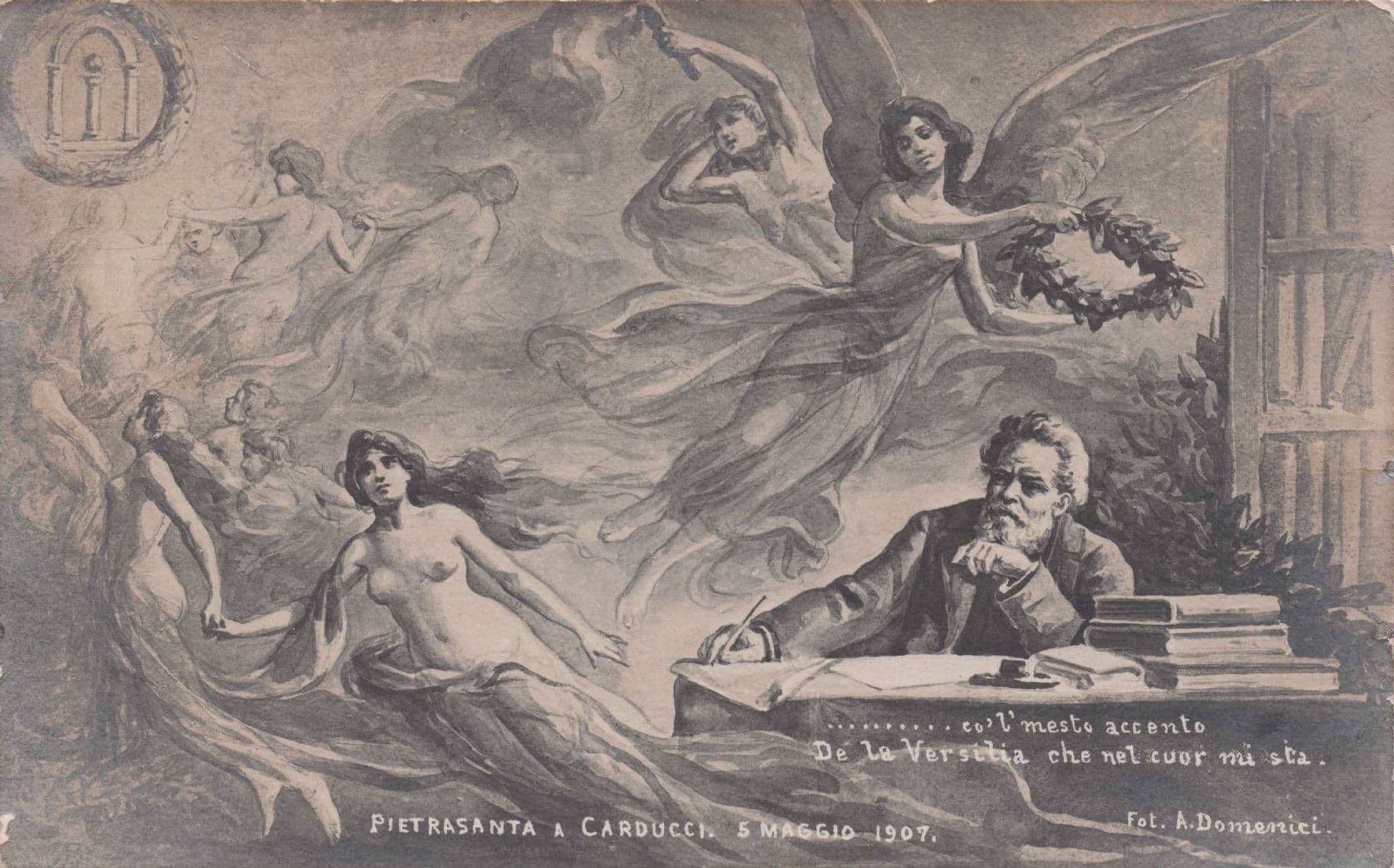 Giosue Carducci Italian Poet Risque Painting Antique Postcard