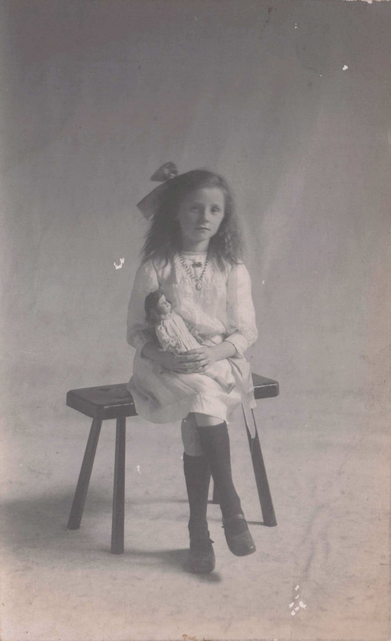 Girl With Sleeping Sleepy Toy Doll Antique Calming Postcard