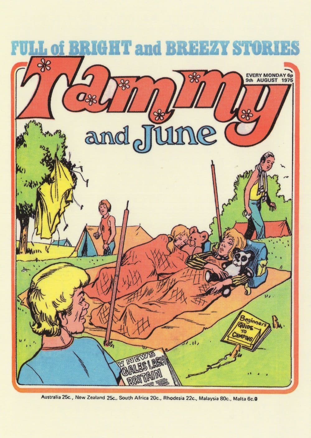 Girls Camping Disaster Wind Gales 1970s Tammy Comic Postcard