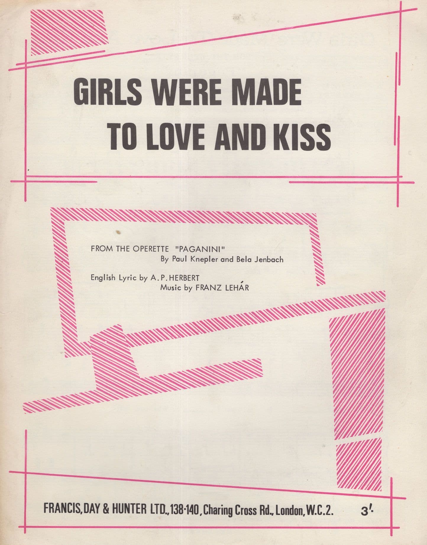 Girls Were Made To Love & Kiss Paganini Sheet Music