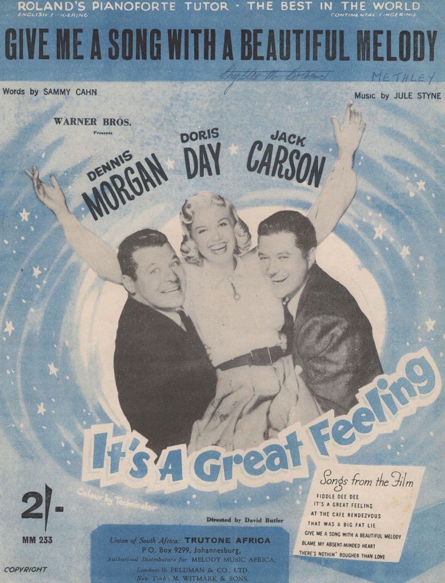 Give Me A Song With A Beautiful Melody Doris Day Sheet Music