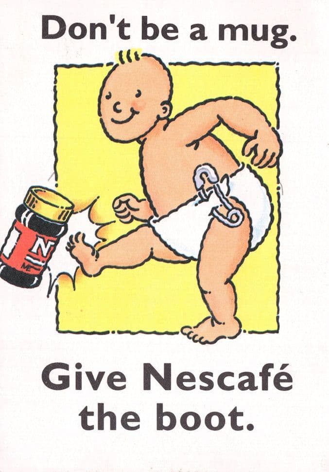 Give Nestles Bottle Baby Feeding Nescafe The Boot Protest Postcard
