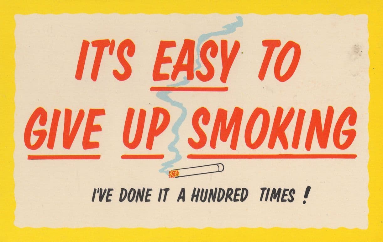 Give Up Smoking Comic I Quit 100 Times Postcard