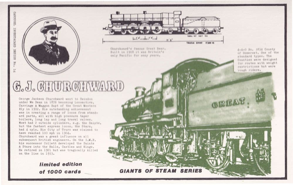 GJ Churchward Steam Train Railway Limited Edition Postcard