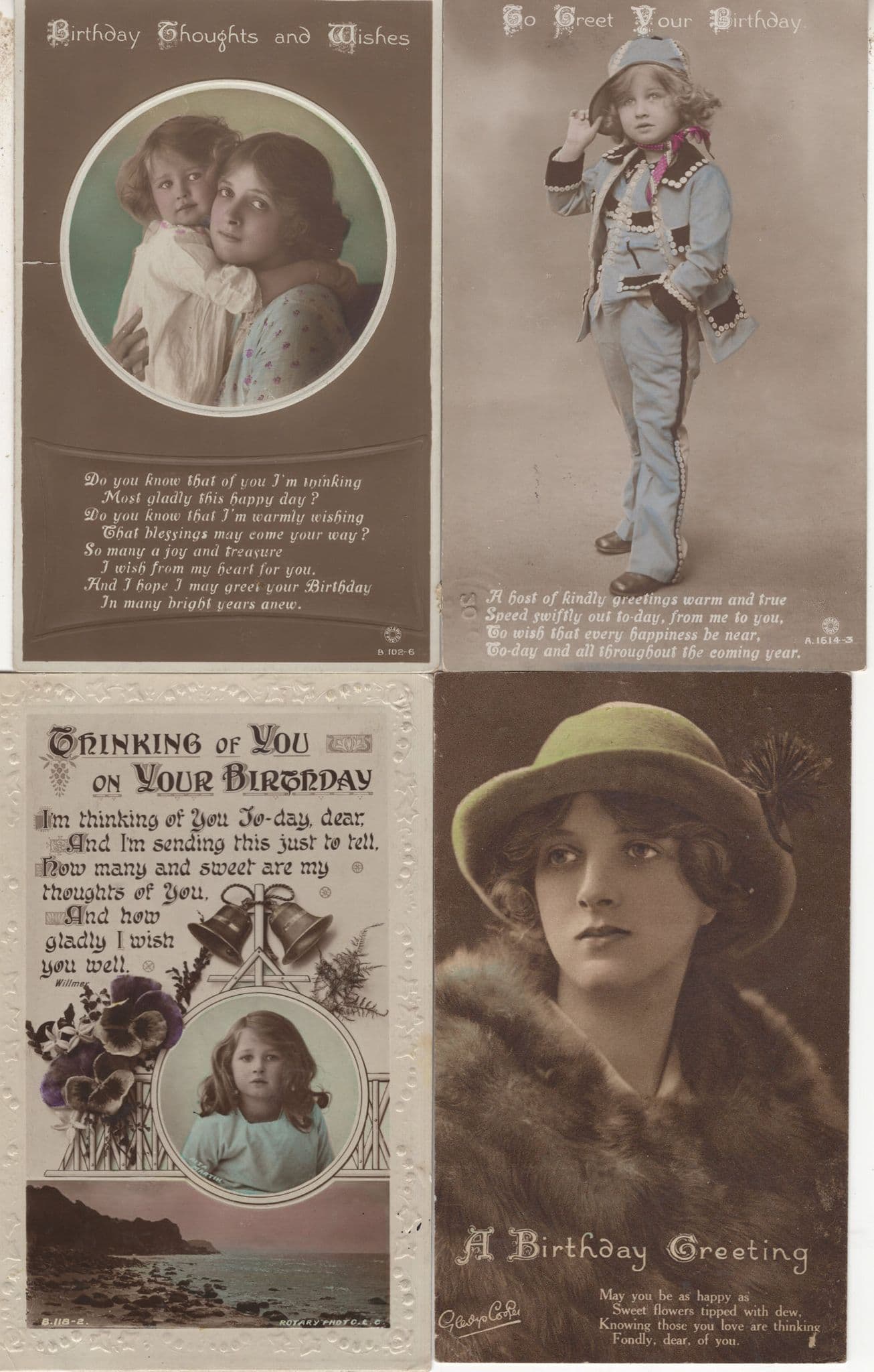 Gladys Cooper & Daughter Happy Birthday 4x Antique Postcard s