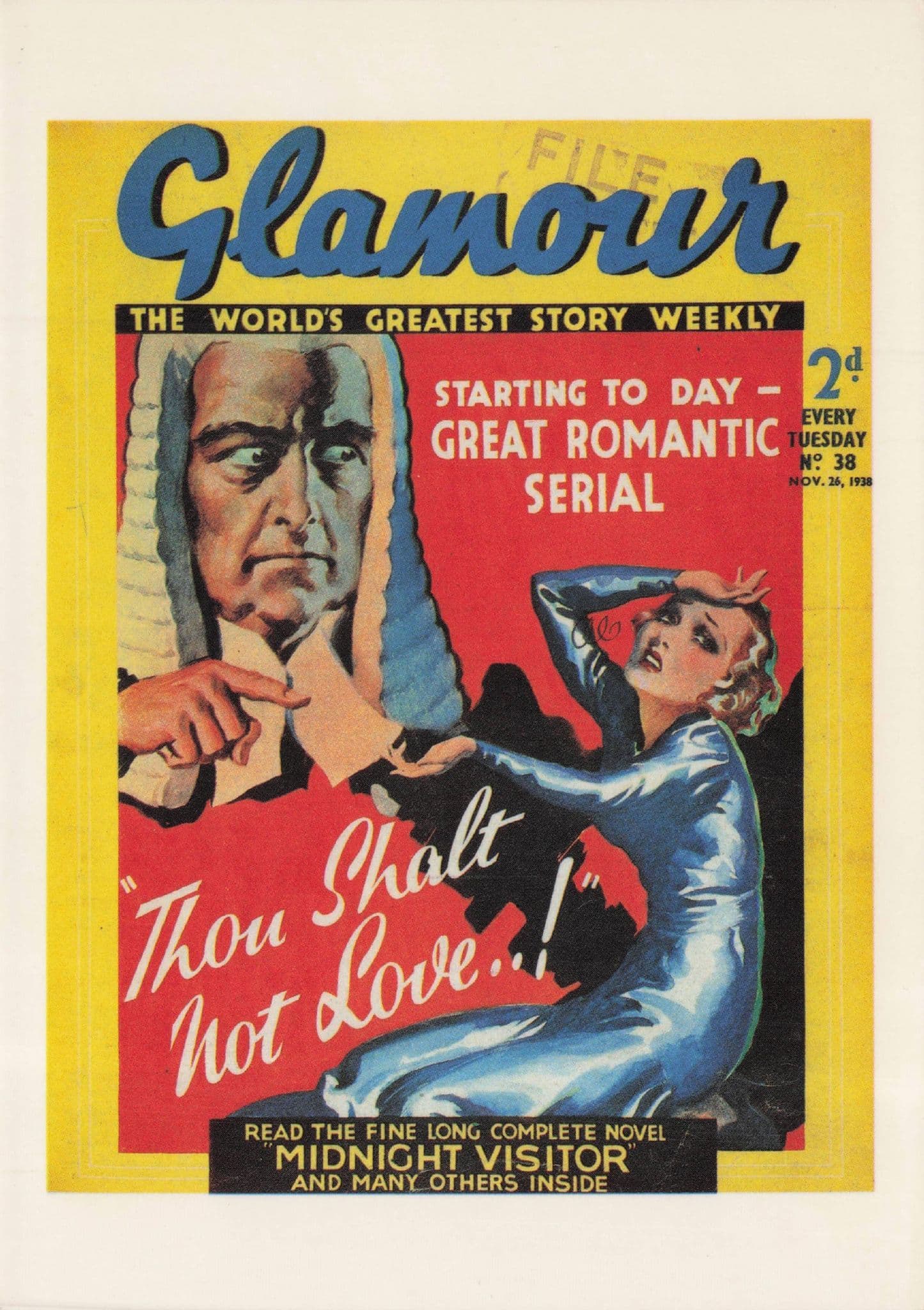 Glamour 1940s Court Judge Midnight Murder Visitor Magazine Postcard