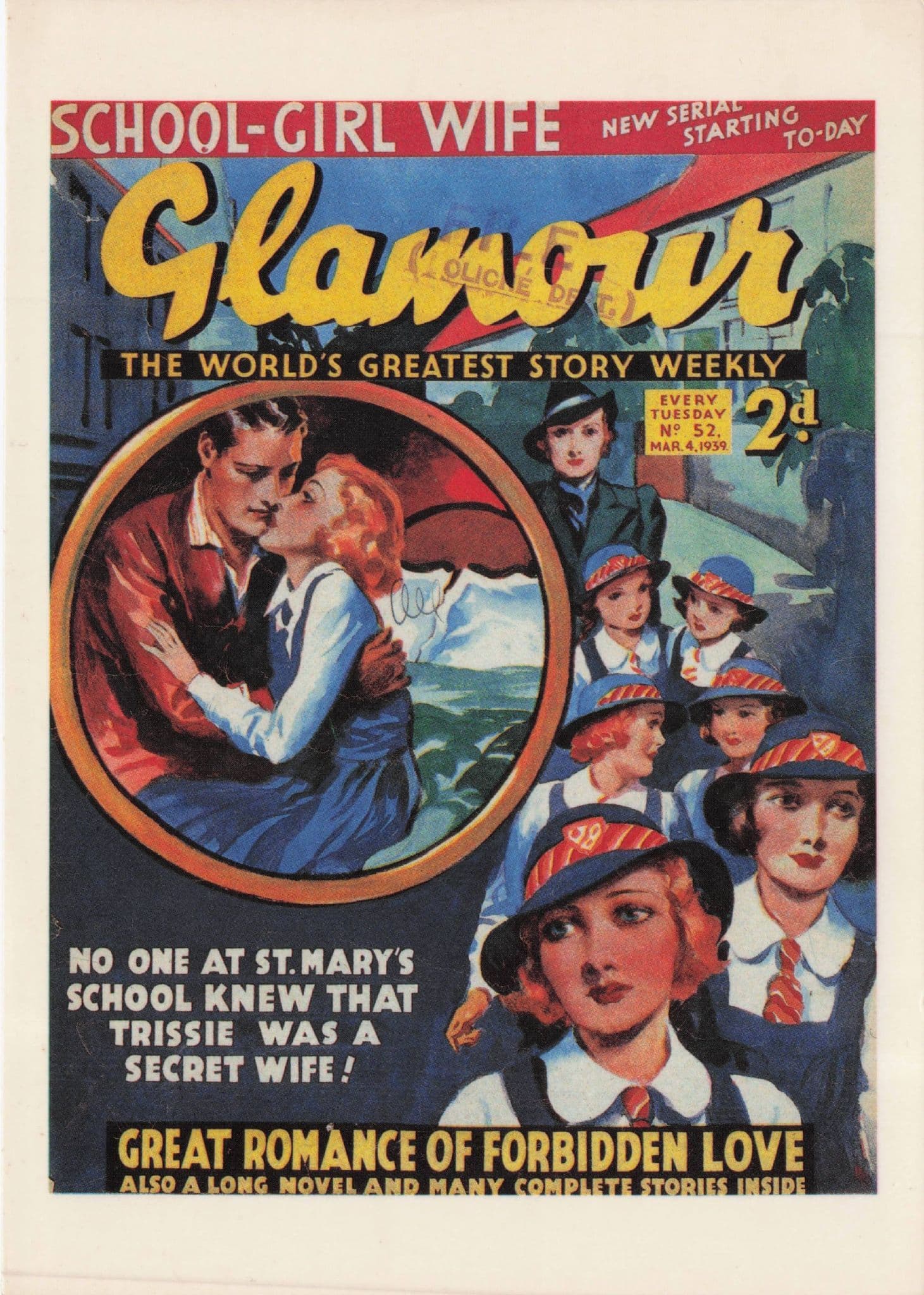 Glamour Controversial Romance Of Forbidden Love 1940s Book Postcard