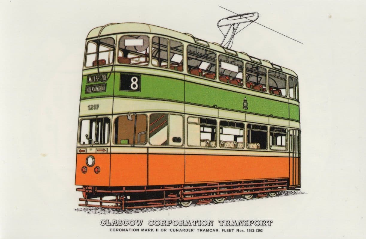 Glasgow Corporation Old Bus Coronation Mark 2 Tram Postcard