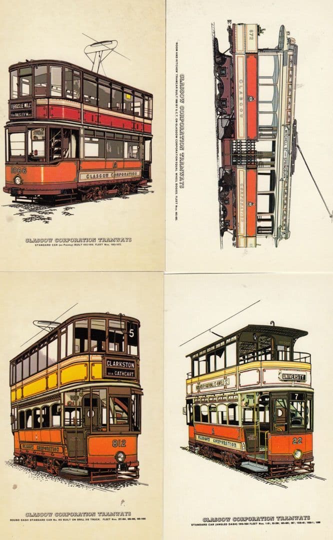 Glasgow Corpration Tramways Carnarder Paisley Clarkeston 4x Bus Postcard s