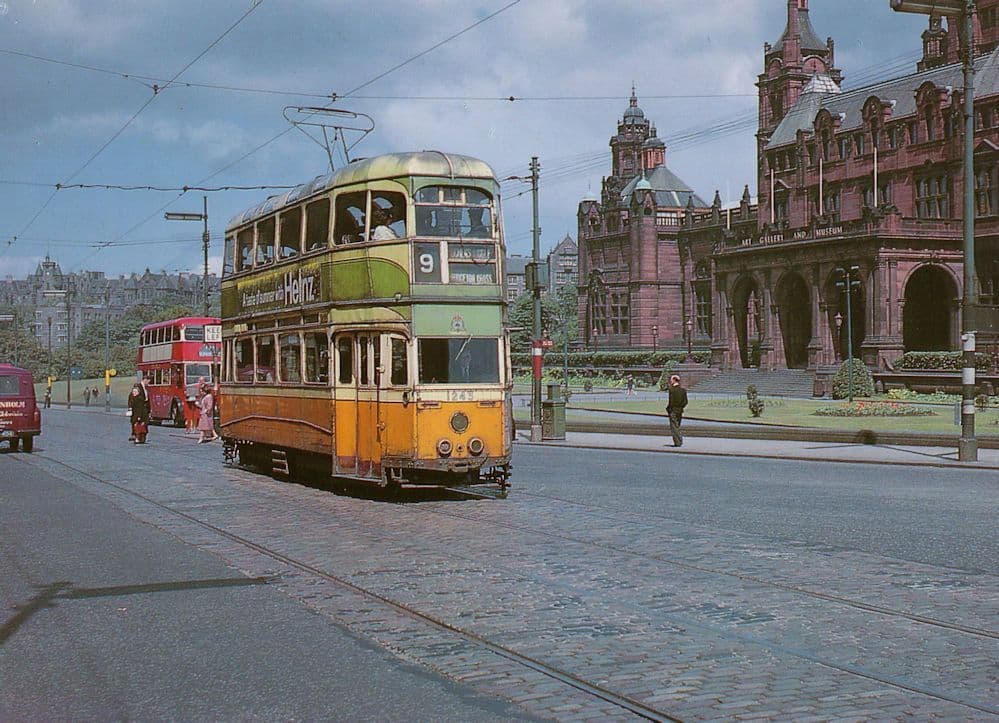 Glasgow Post WW2 Built Coronation Tram at Art Museum in 1962 Postcard