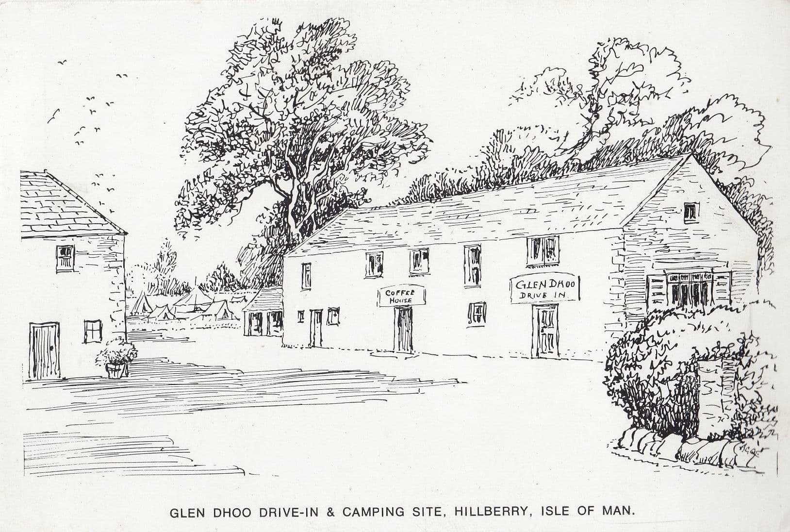 Glen Dhoo Drive In Isle Of Man Camping Site Painting Postcard