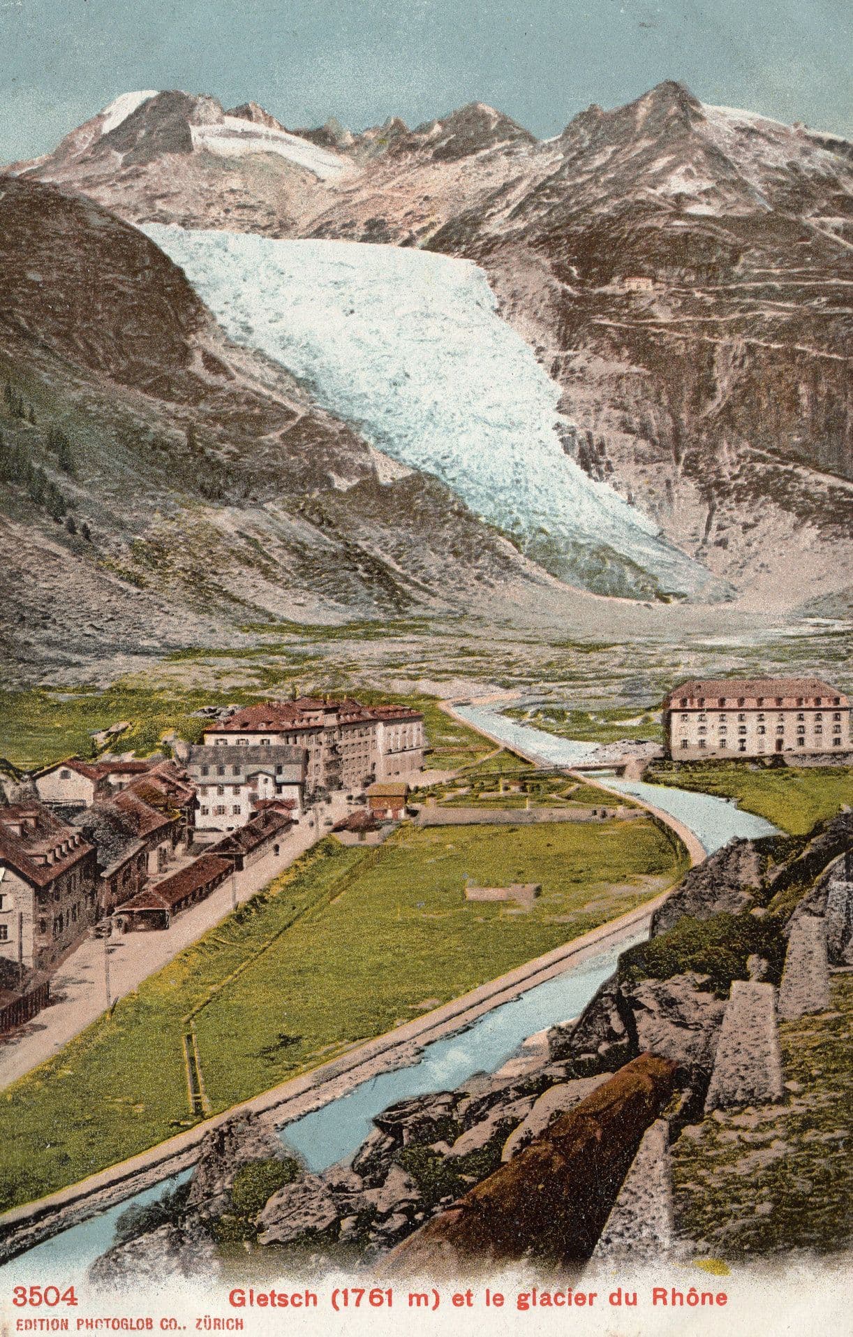 Gletsch & Glacier Du Rhone Old Switzerland Postcard