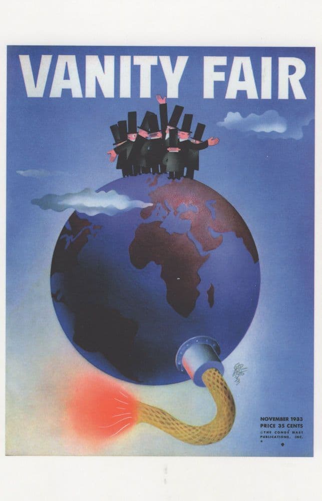 Globe Map Of World As Bomb Explosion Art Deco Painting Postcard