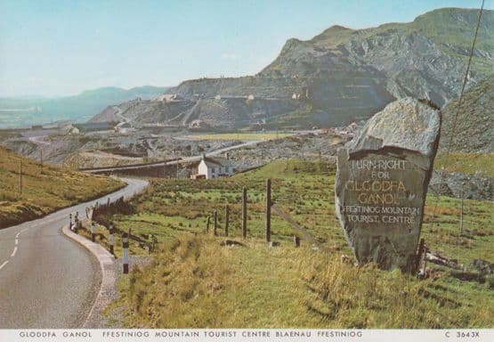 Gloddfa Ganol Ffestiniog Mountain Tourist Centre Entrance Sign Welsh Postcard