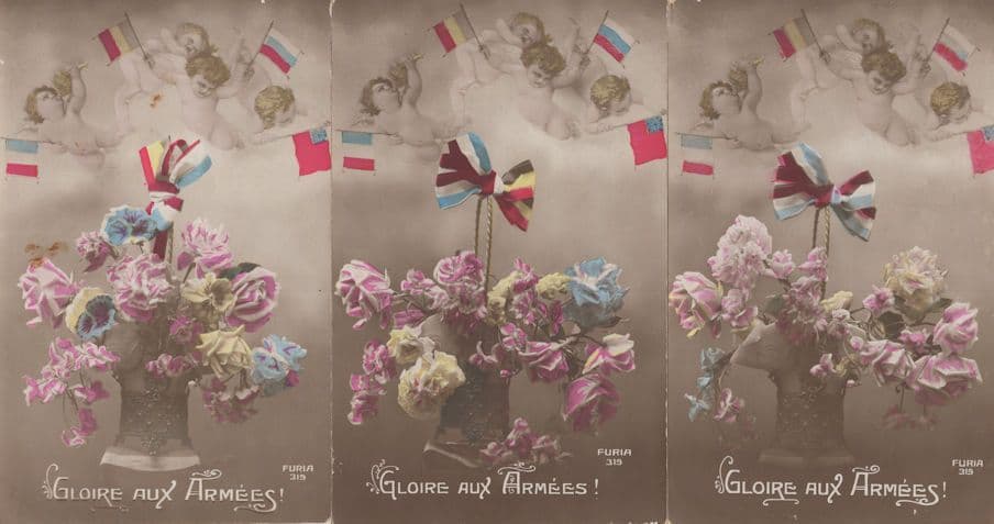 Gloire Aux Armees 3x French Military Old WW1 1915 Postcard s