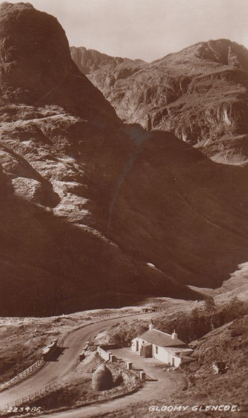 Gloomy Glencoe Aerial Scotland Antique Stunning Real Photo Postcard