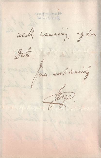 Gloucester House Park Lane Mayfair Victorian Duke Of Cambridge Signed Letter