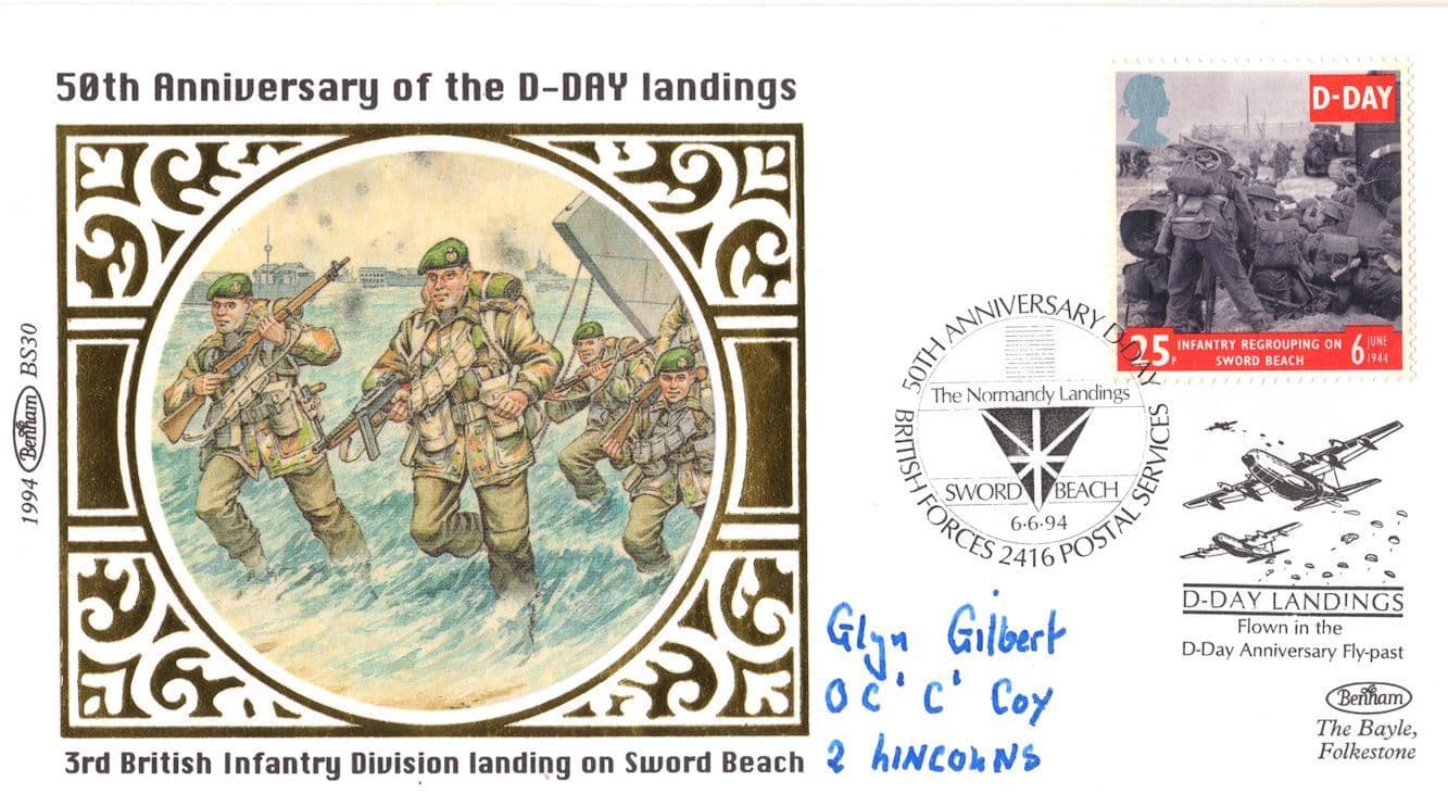Glyn Gilbert Bermuda Medal Soldier of WW2 Army D-Day Landings Hand Signed FDC