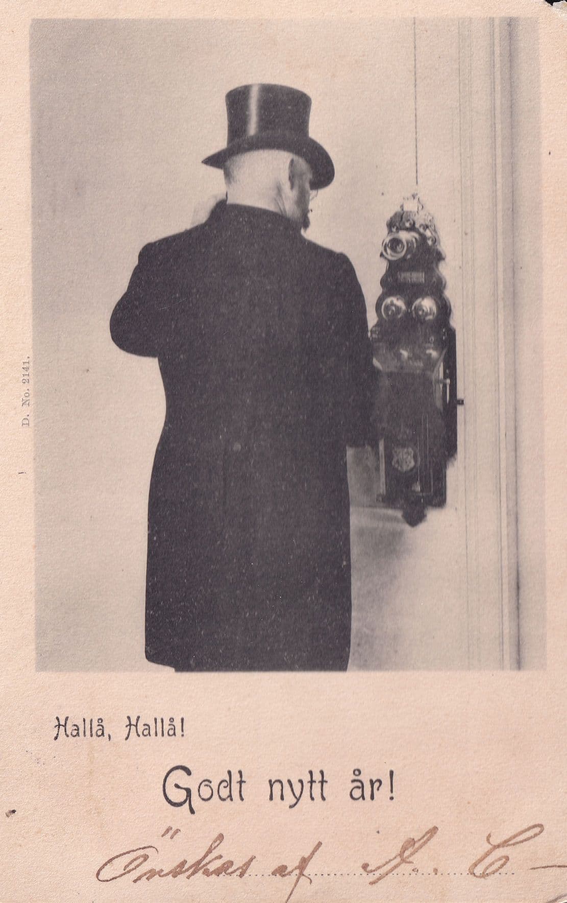 Godt Nytt Ar Antique German Telephone New Year Old Postcard