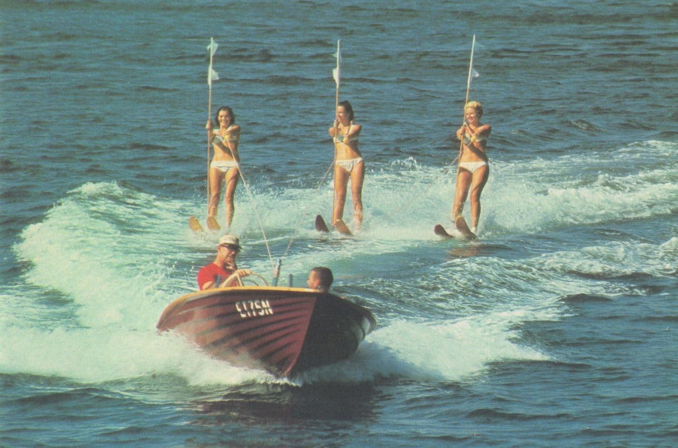 Gold Coast Water Boat Skiing Australian Sexy Skiers Postcard