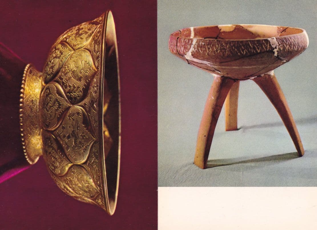 Golden Bowl Tang Chinese Dynasty 2x Postcard s