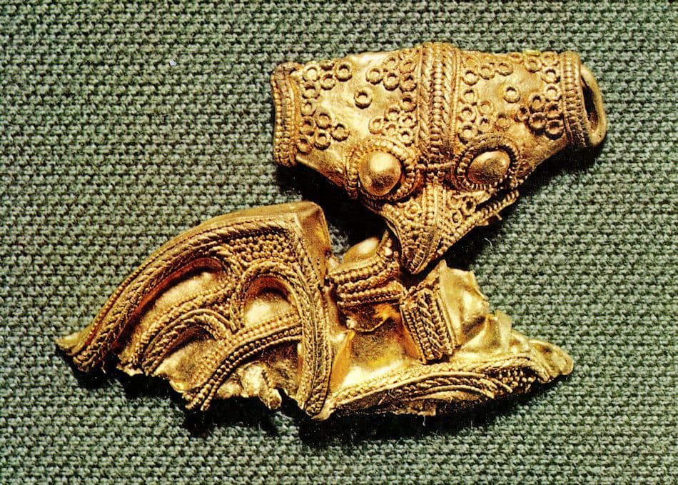 Golden Filigree Antique Ornament from Viking Camp Frykat Postcard