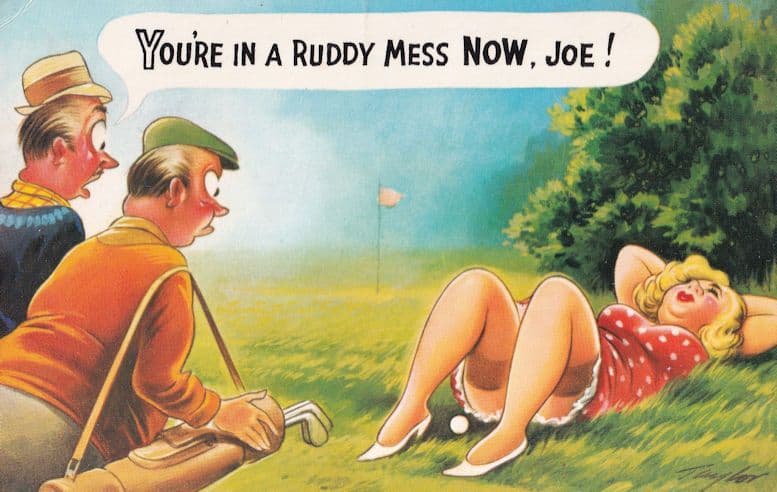 Golf 1970s Swearing Ruddy Comic Postcard