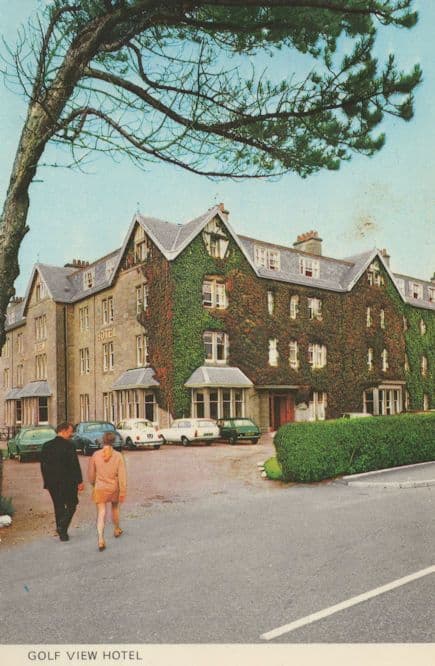 Golf View Hotel Nairn Scotland Classic Cars in Park 1970s Postcard
