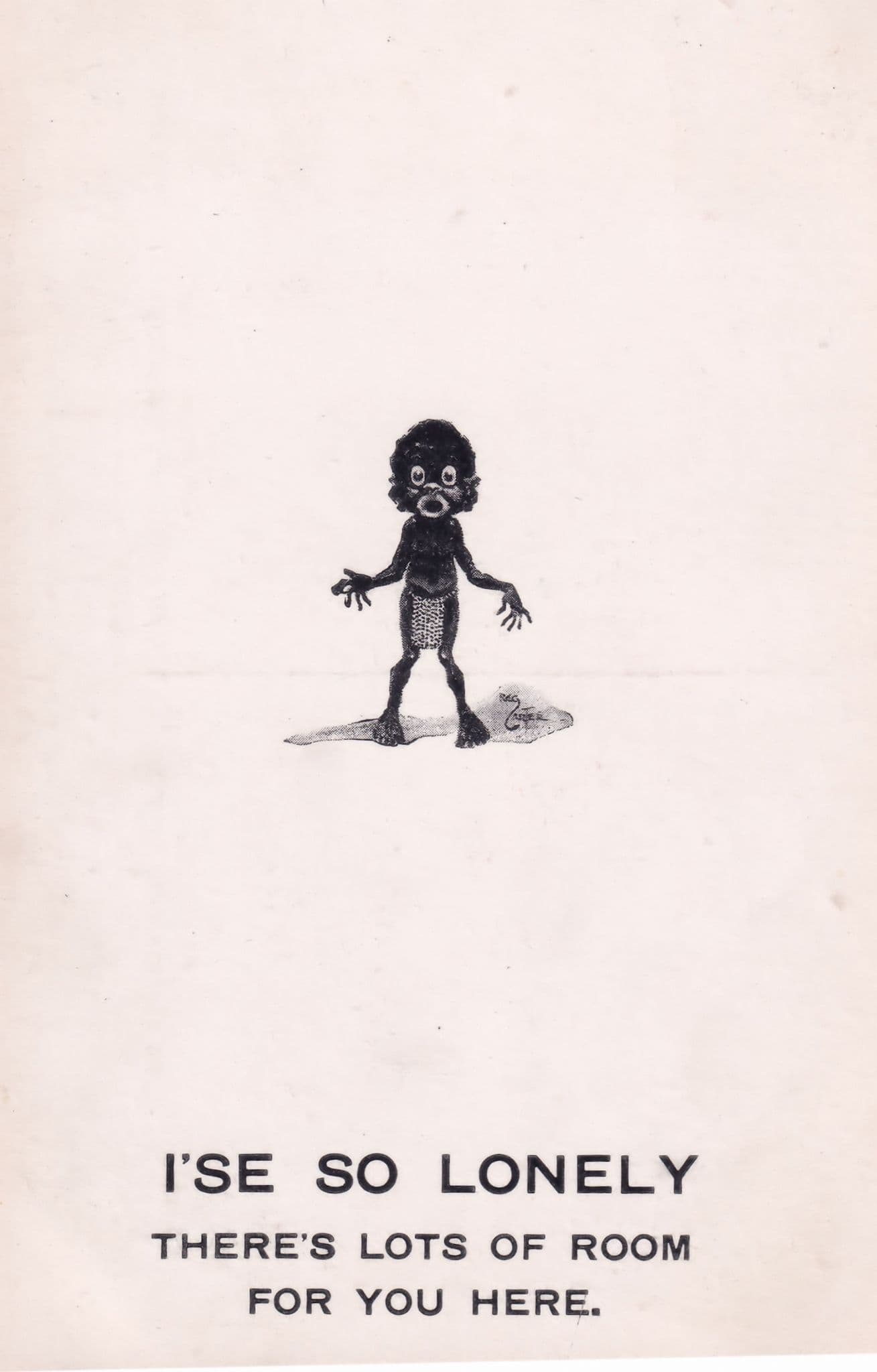 Golliwog Its So Lonely Antique Comic Postcard