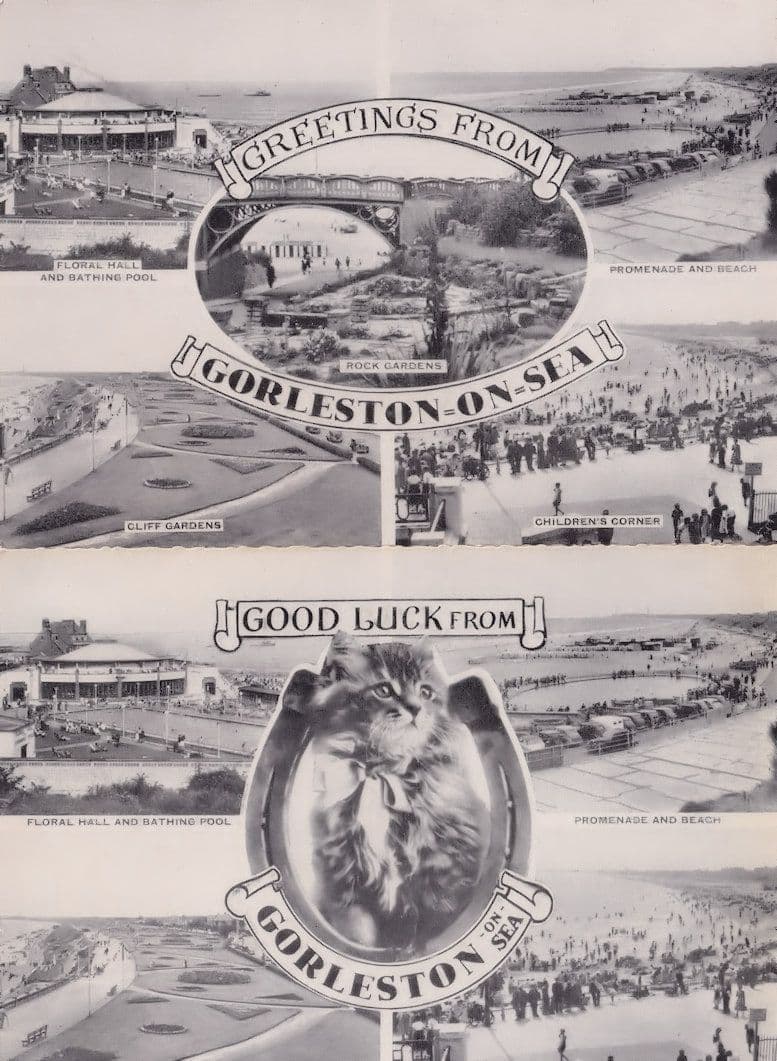 Good Luck From Gorleston On Sea Lucky Cat 8x Photo 2x RPC Postcard s