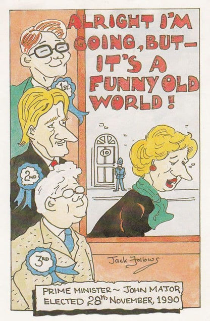 Goodbye Margaret Thatcher John Major Elected Rare Limited Edition Comic Postcard