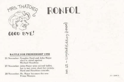 Goodbye Margaret Thatcher John Major Elected Rare Limited Edition Comic Postcard