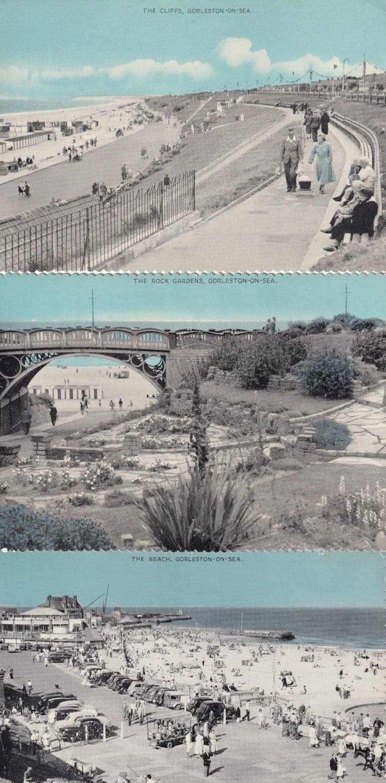 Gorleston On Sea Beach Rock Gardens 3x 1960s Blue Postcard s
